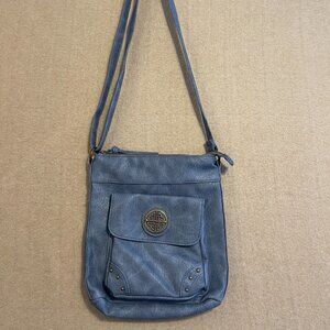 Stone Mountain Crossbody Bag Adjustable Blue Zipper Closure Front Snap Pocket